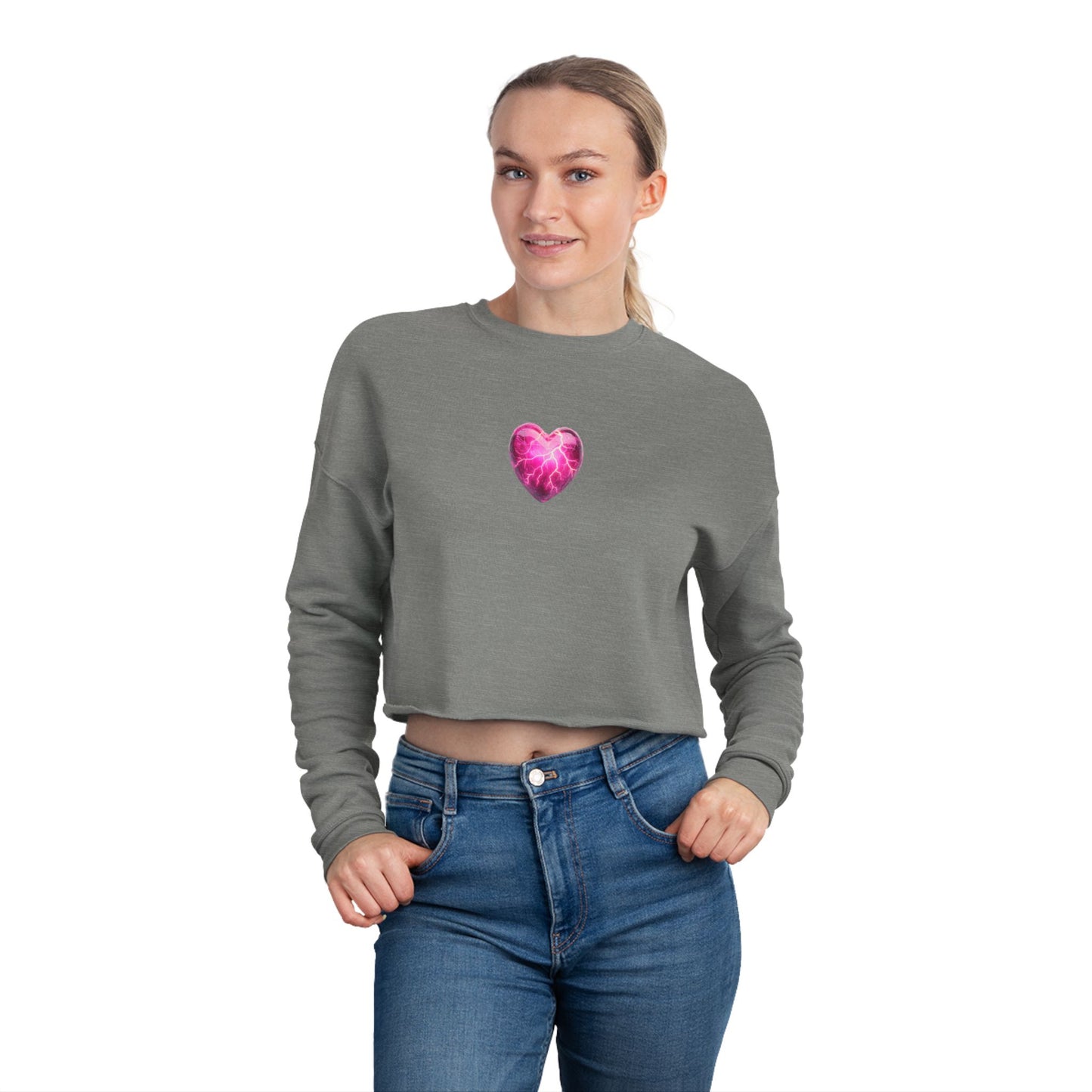 Lightning Heart Design Women's Cropped Sweatshirt