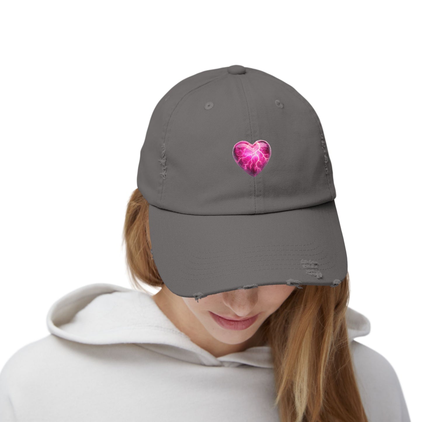 Lightning Heart Distressed Unisex Cap