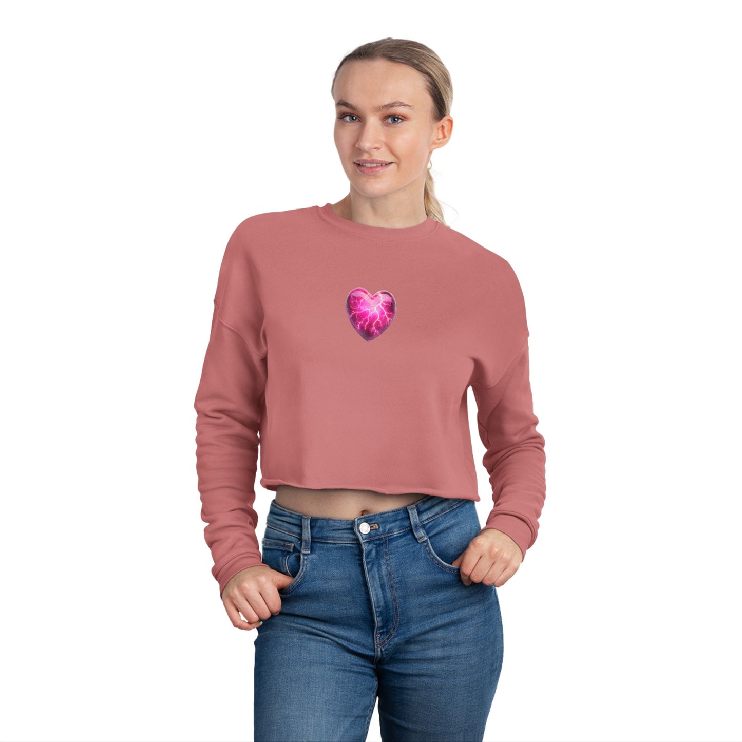 Lightning Heart Design Women's Cropped Sweatshirt