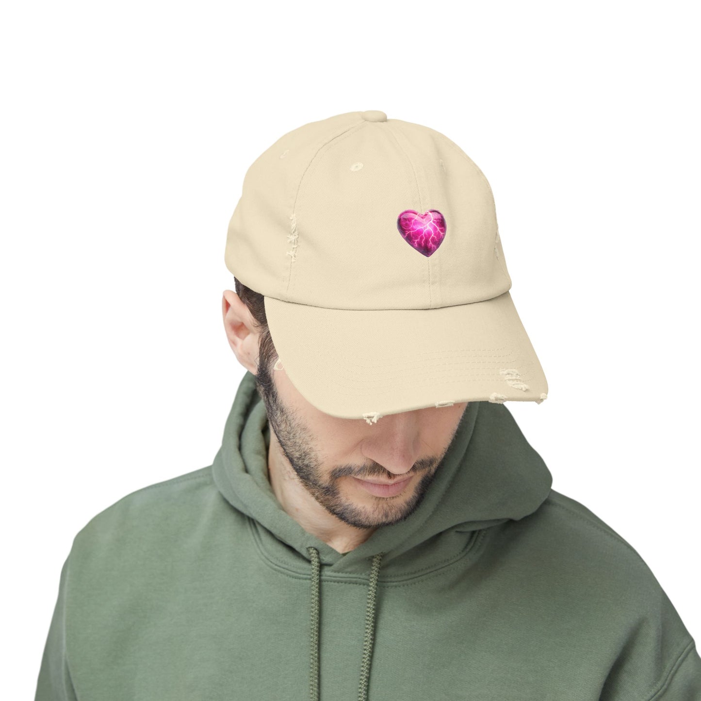 Lightning Heart Distressed Unisex Cap