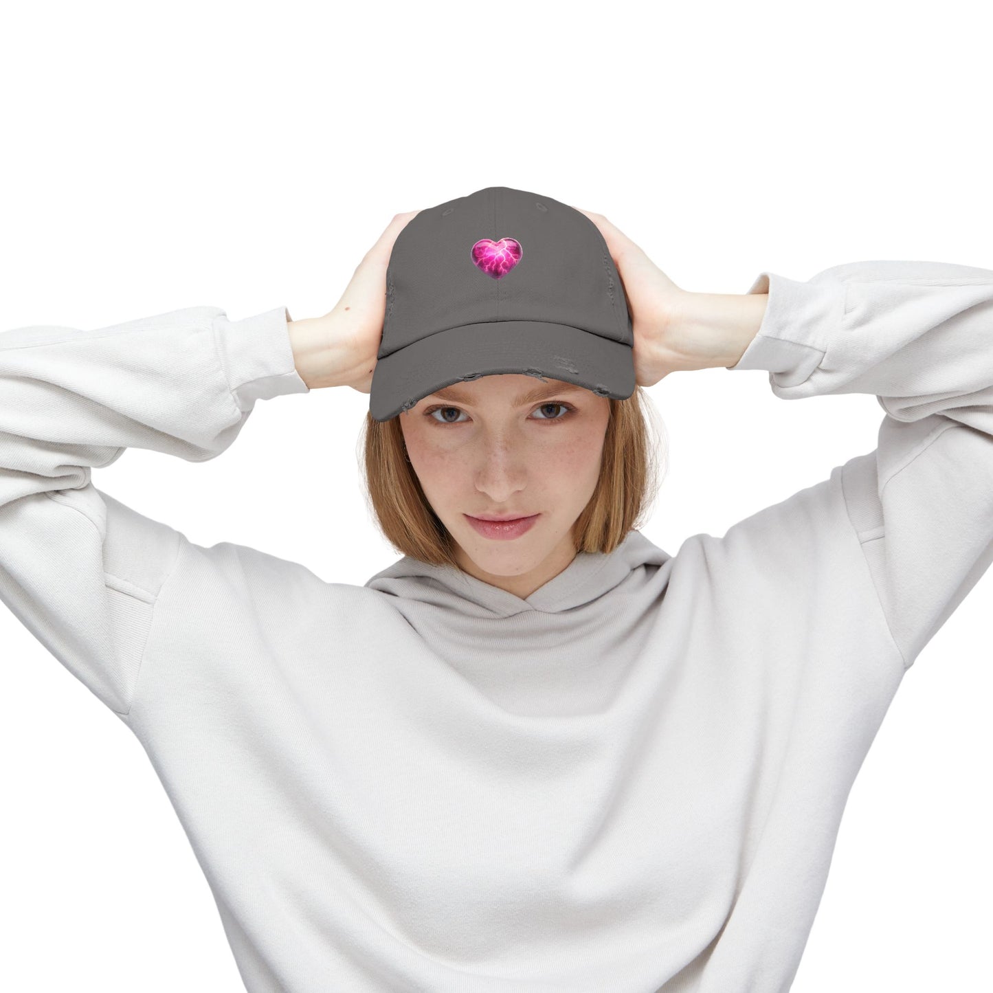 Lightning Heart Distressed Unisex Cap