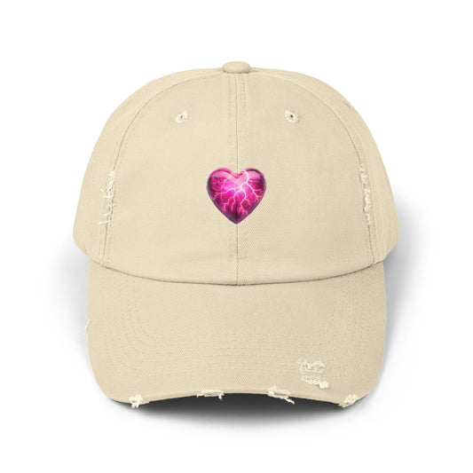 Lightning Heart Distressed Unisex Cap