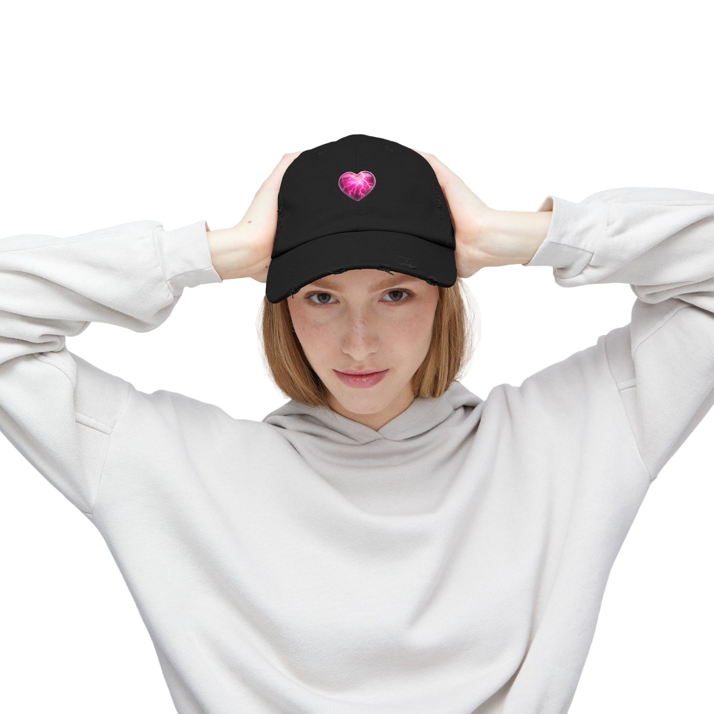 Lightning Heart Distressed Unisex Cap