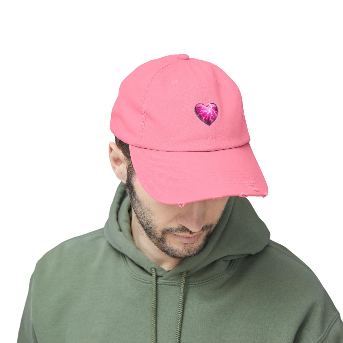 Lightning Heart Distressed Unisex Cap