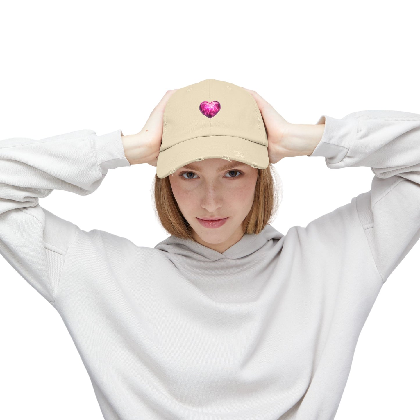 Lightning Heart Distressed Unisex Cap