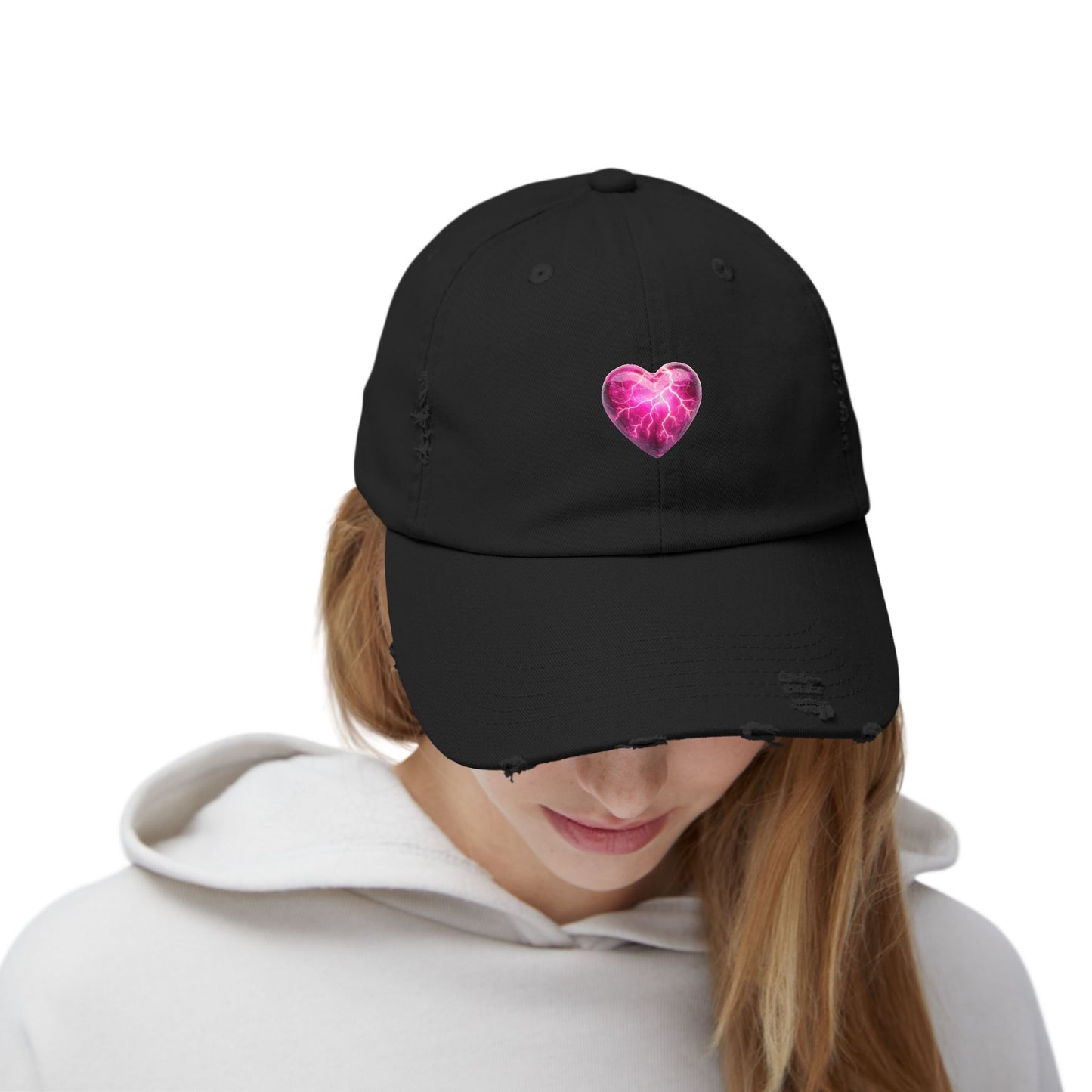 Lightning Heart Distressed Unisex Cap