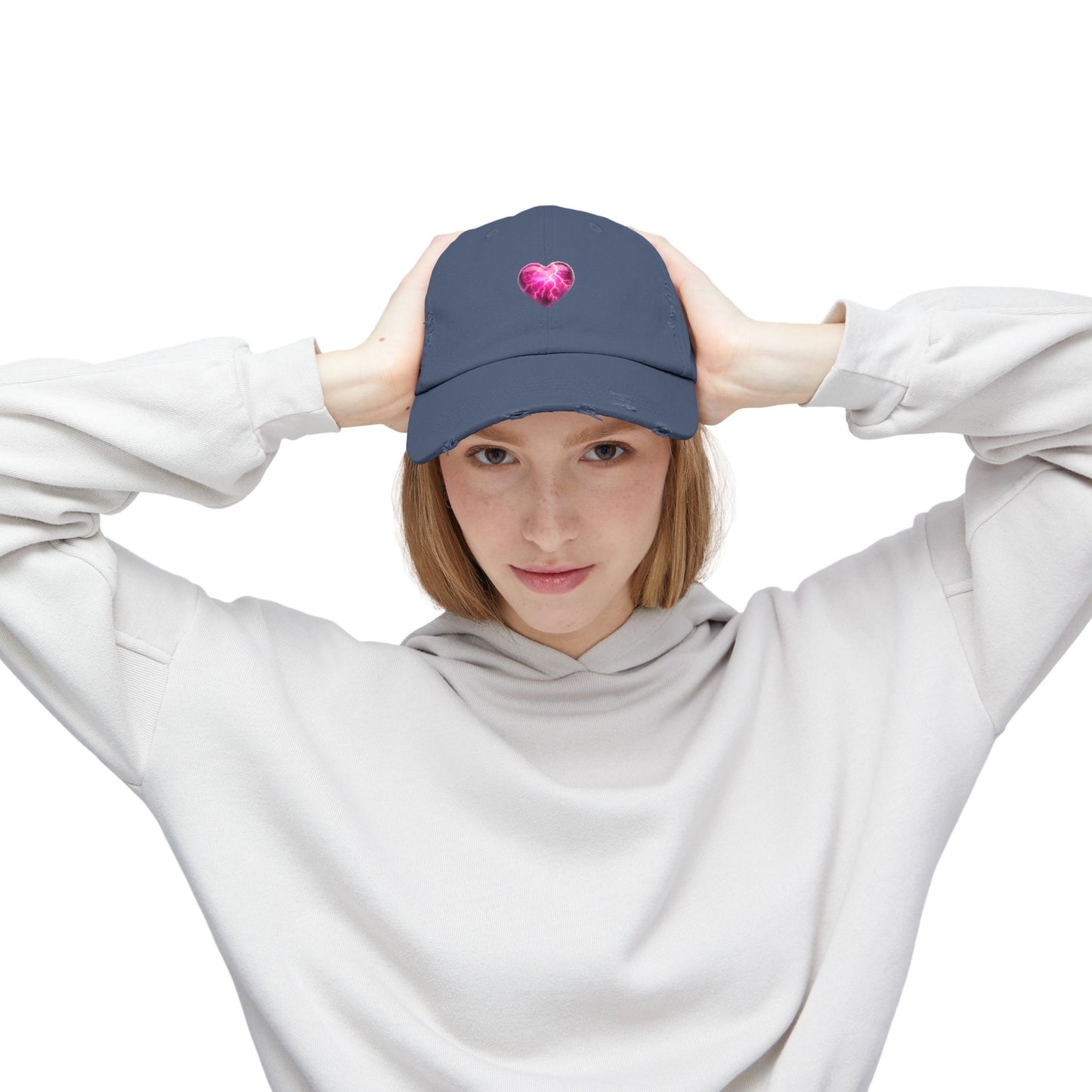 Lightning Heart Distressed Unisex Cap