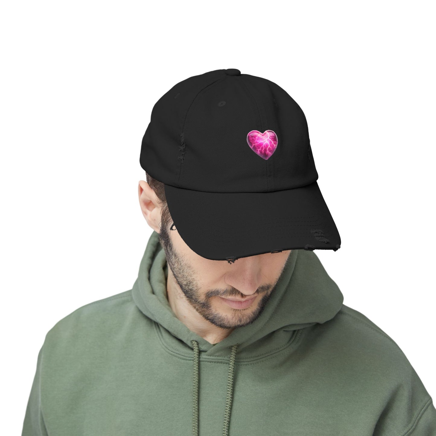 Lightning Heart Distressed Unisex Cap