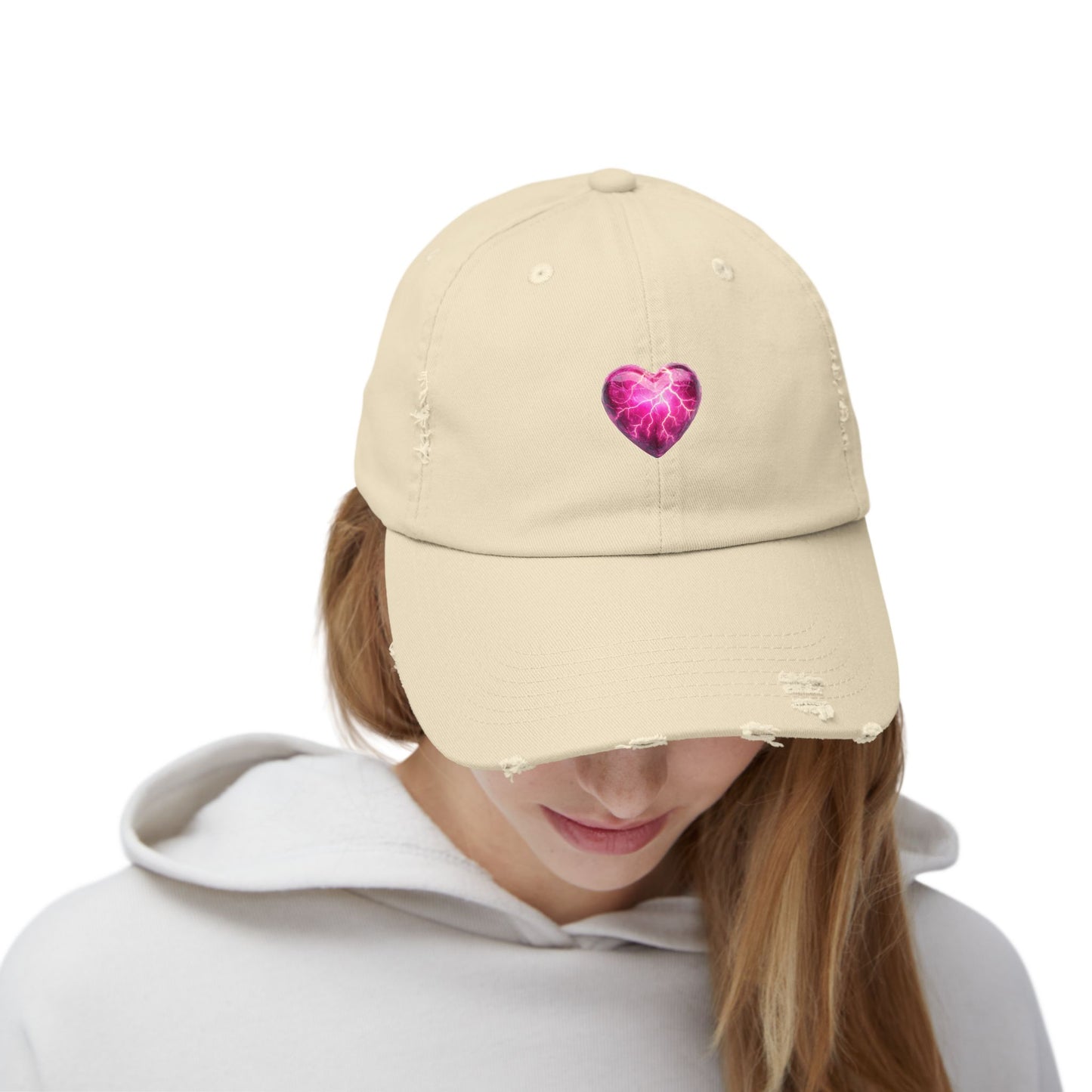 Lightning Heart Distressed Unisex Cap