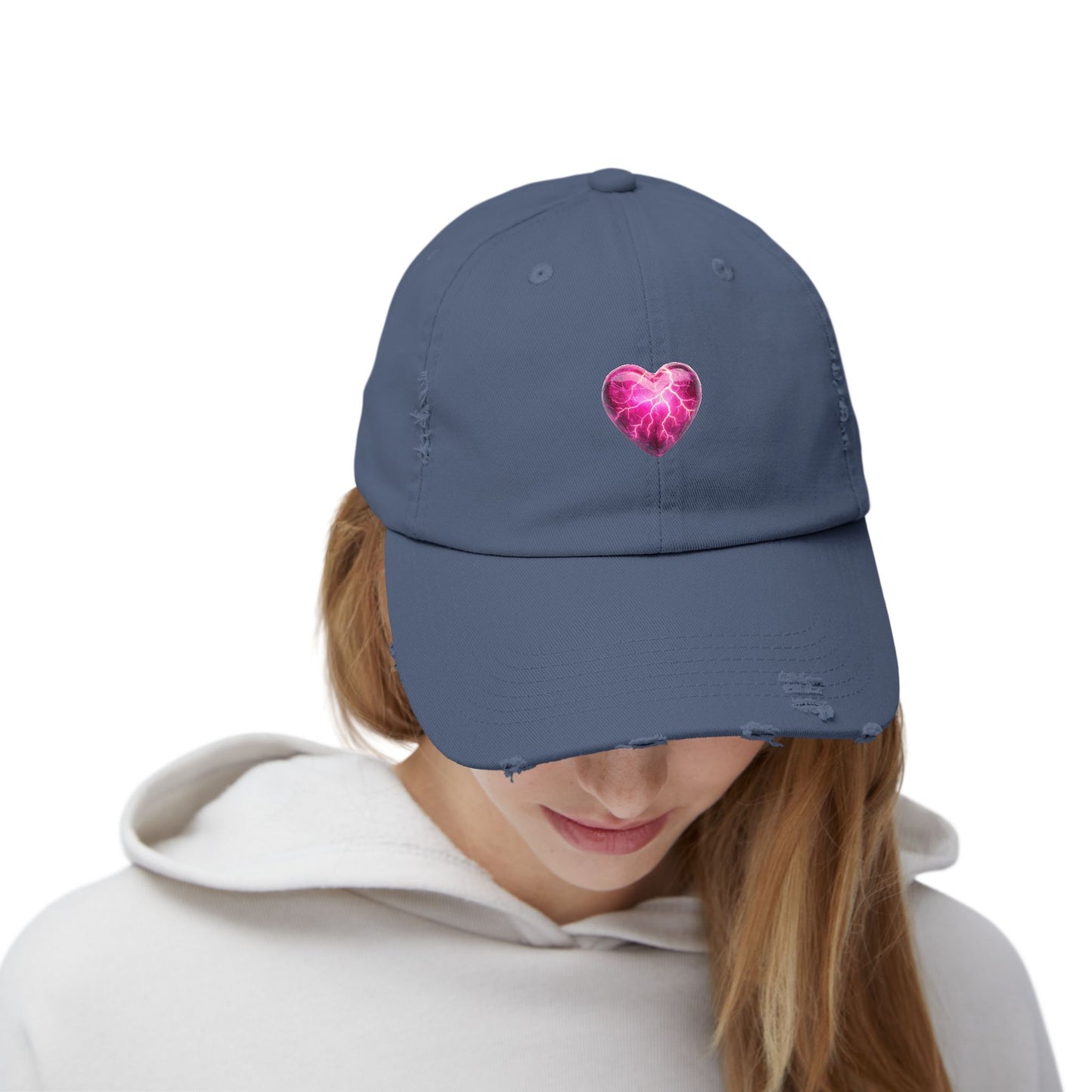 Lightning Heart Distressed Unisex Cap