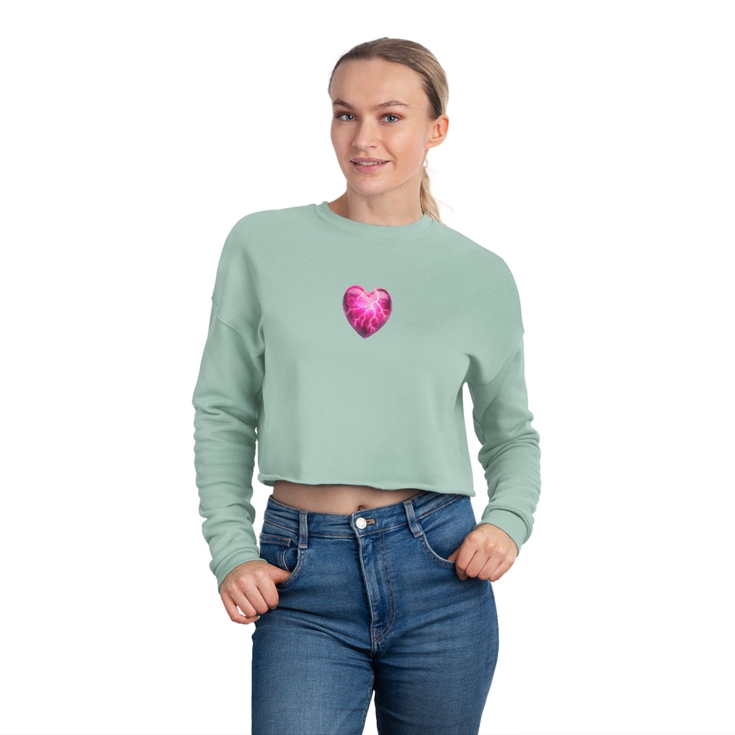 Lightning Heart Design Women's Cropped Sweatshirt