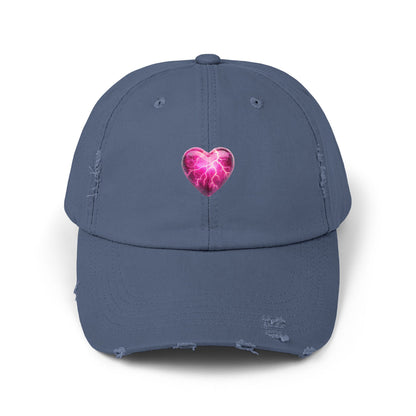 Lightning Heart Distressed Unisex Cap