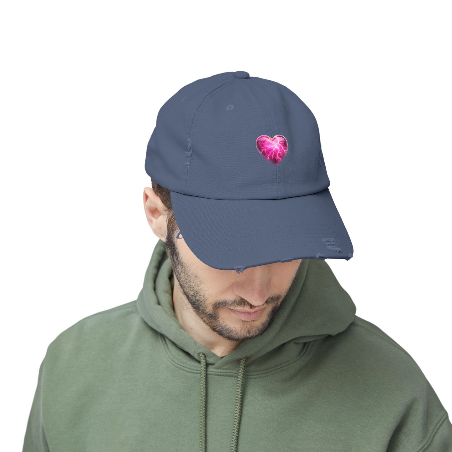 Lightning Heart Distressed Unisex Cap