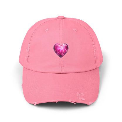 Lightning Heart Distressed Unisex Cap