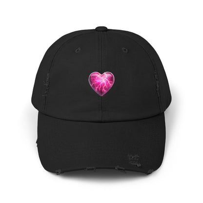 Lightning Heart Distressed Unisex Cap