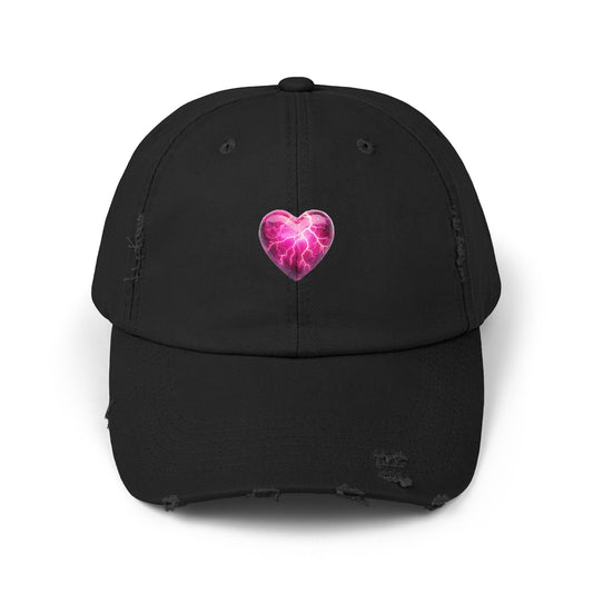 Lightning Heart Distressed Unisex Cap
