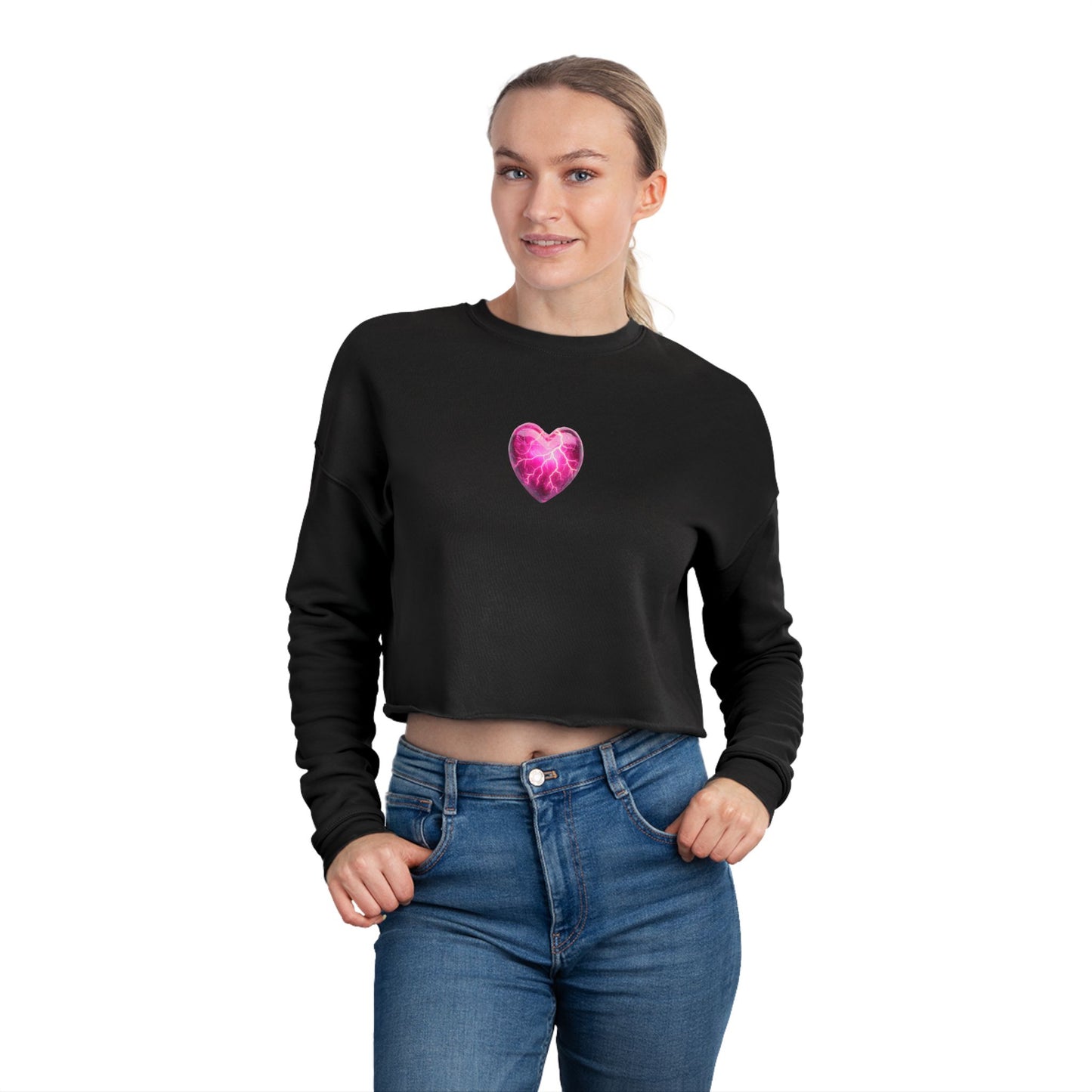 Lightning Heart Design Women's Cropped Sweatshirt