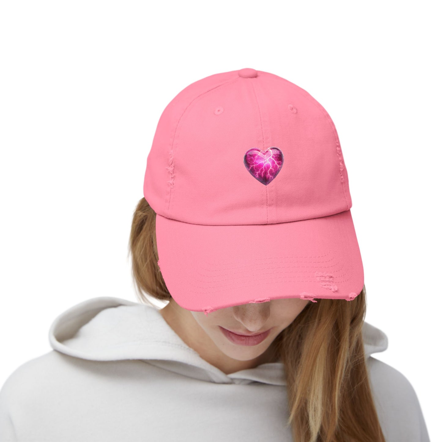 Lightning Heart Distressed Unisex Cap