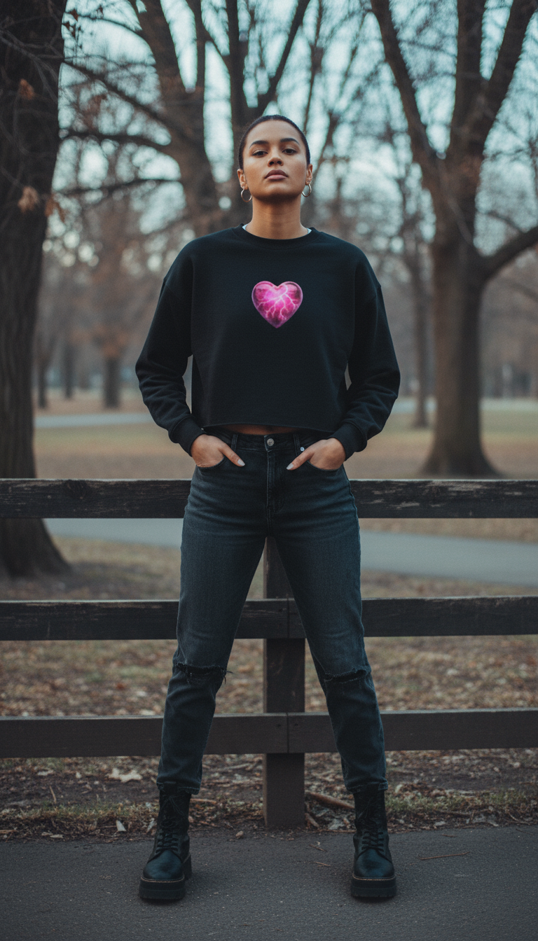 Lightning Heart Women's Cropped Sweatshirt